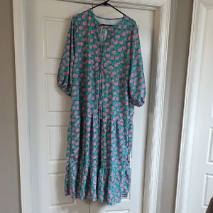 Floral Green and Pink Maxi Dress